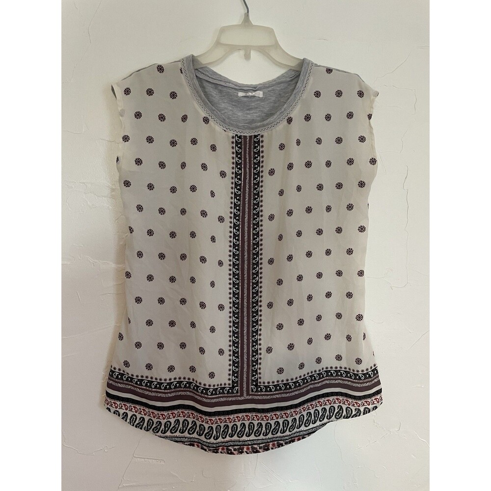 Maurices Paisley Floral Print Trim Sleeveless Tank Top Gray S